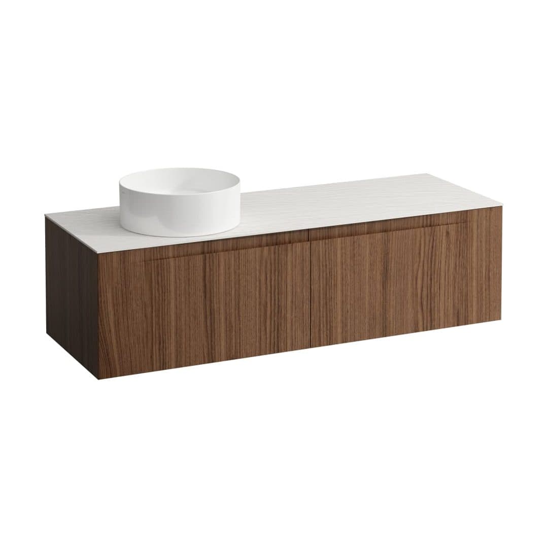 Laufen ARUN – Έπιπλο Νιπτήρα – 1405 mm, 2 συρτάρια, πάγκος Ardesia Bianca, άνοιγμα αριστερά – Noce canaletto - Real wood veneer (H4141321516301)