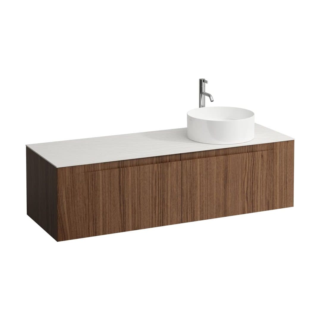 Laufen ARUN – Έπιπλο Νιπτήρα – 1405 mm, 2 συρτάρια, πάγκος Ardesia Bianca, άνοιγμα δεξιά, με οπή μπαταρίας – Noce canaletto - Real wood veneer (H4141371516301)