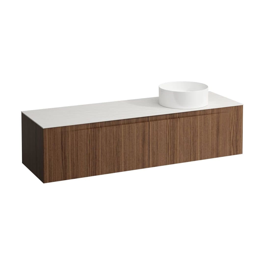 Laufen ARUN – Έπιπλο Νιπτήρα – 1605 mm, 2 συρτάρια, πάγκος Ardesia Bianca, άνοιγμα δεξιά – Noce canaletto - Real wood veneer (H4141431516301)