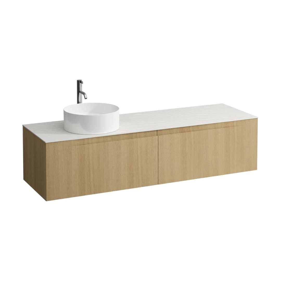 Laufen ARUN – Έπιπλο Νιπτήρα – 1605 mm, 2 συρτάρια, πάγκος Ardesia Bianca, άνοιγμα αριστερά, με οπή μπαταρίας – Light oak (H4141461512501)