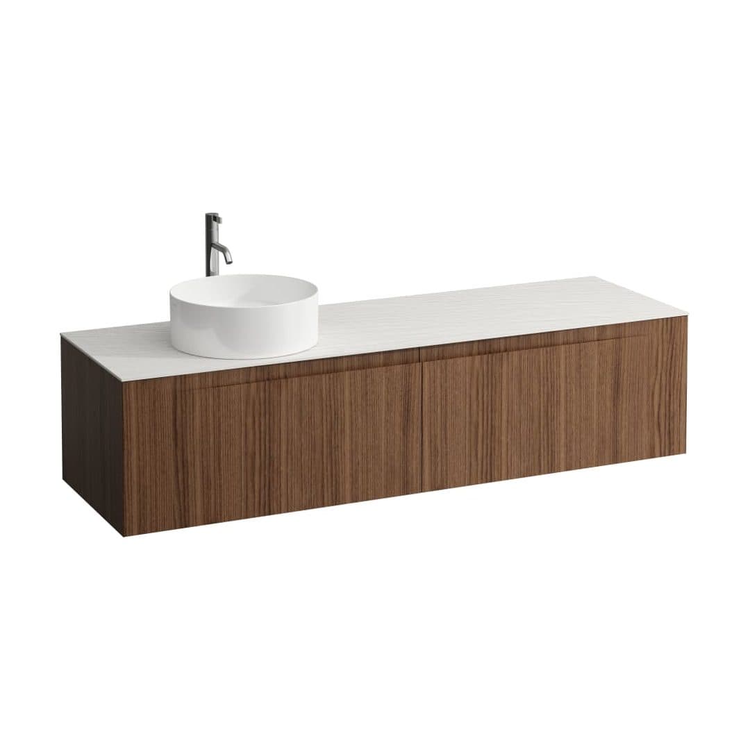 Laufen ARUN – Έπιπλο Νιπτήρα – 1605 mm, 2 συρτάρια, πάγκος Ardesia Bianca, άνοιγμα αριστερά, με οπή μπαταρίας – Noce canaletto - Real wood veneer (H4141461516301)