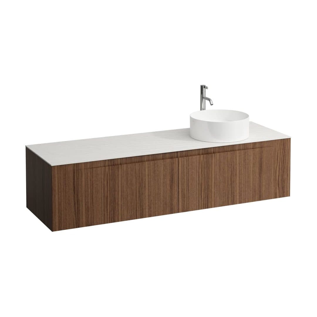 Laufen ARUN – Έπιπλο Νιπτήρα – 1605 mm, 2 συρτάρια, πάγκος Ardesia Bianca, άνοιγμα δεξιά, με οπή μπαταρίας – Noce canaletto - Real wood veneer (H4141471516301)