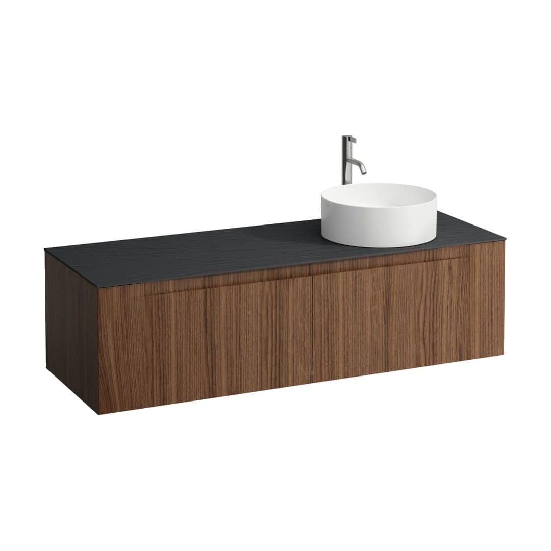 Laufen ARUN – Έπιπλο Νιπτήρα – 1405 mm, 2 συρτάρια, πάγκος Ardesia Nera, άνοιγμα δεξιά, με οπή μπαταρίας – Noce canaletto - Real wood veneer (H4151371516301)