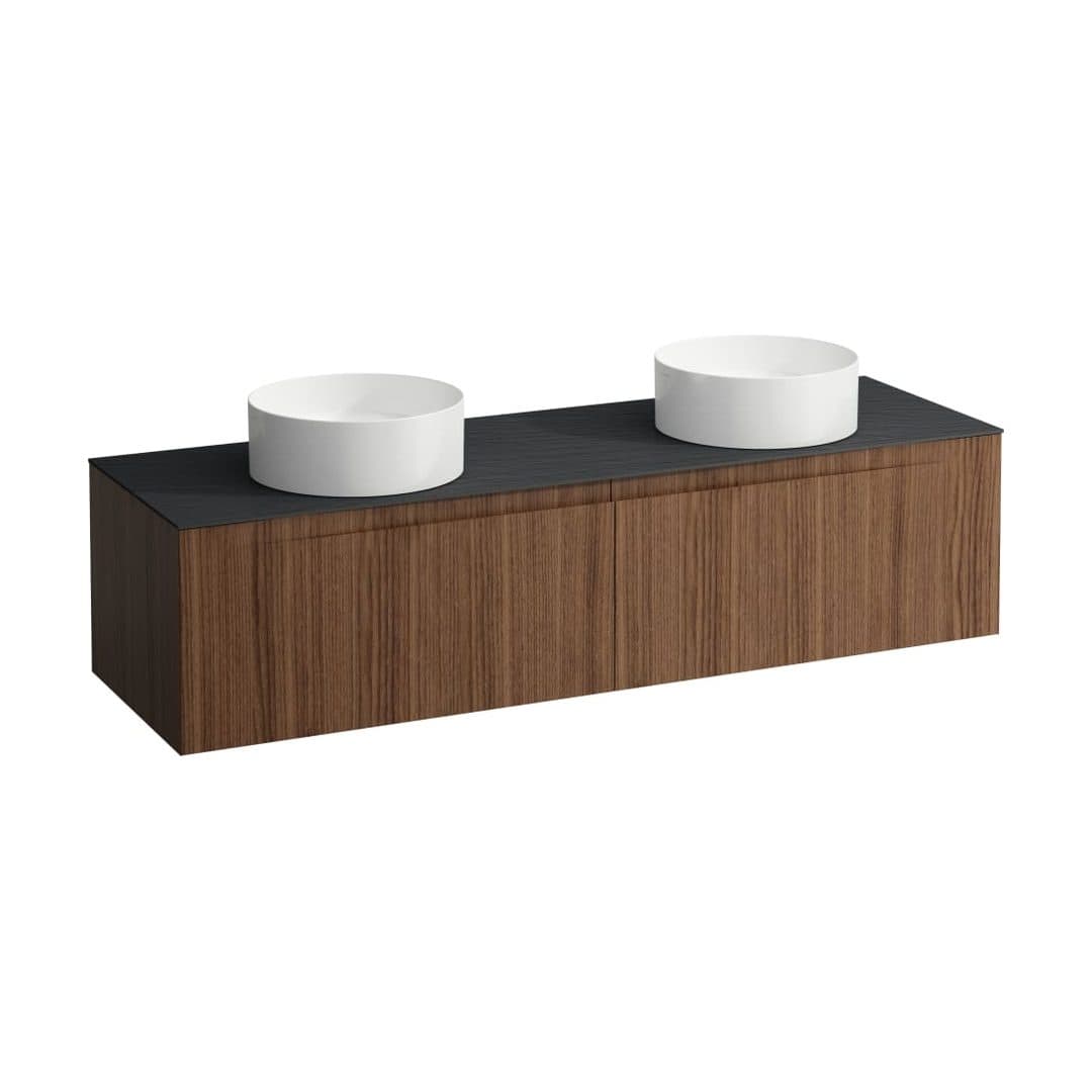 Laufen ARUN – Έπιπλο Νιπτήρα – 1605 mm, 2 συρτάρια, πάγκος Ardesia Nera, ανοίγματα αριστερά & δεξιά – Noce canaletto - Real wood veneer (H4151441516301)