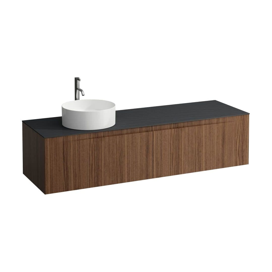 Laufen ARUN – Έπιπλο Νιπτήρα – 1605 mm, 2 συρτάρια, πάγκος Ardesia Nera, άνοιγμα αριστερά, με οπή μπαταρίας – Noce canaletto - Real wood veneer (H4151461516301)