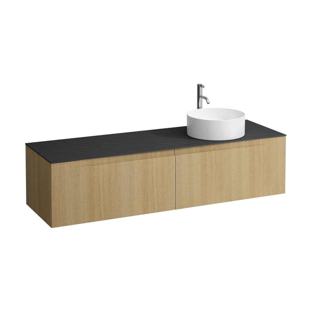 Laufen ARUN – Έπιπλο Νιπτήρα – 1605 mm, 2 συρτάρια, πάγκος Ardesia Nera, άνοιγμα δεξιά, με οπή μπαταρίας – Light oak (H4151471512501)
