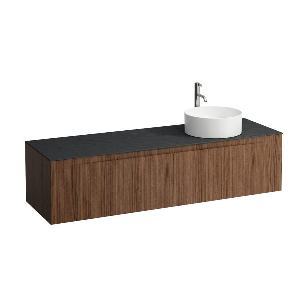 Laufen ARUN – Έπιπλο Νιπτήρα – 1605 mm, 2 συρτάρια, πάγκος Ardesia Nera, άνοιγμα δεξιά, με οπή μπαταρίας – Noce canaletto - Real wood veneer (H4151471516301)