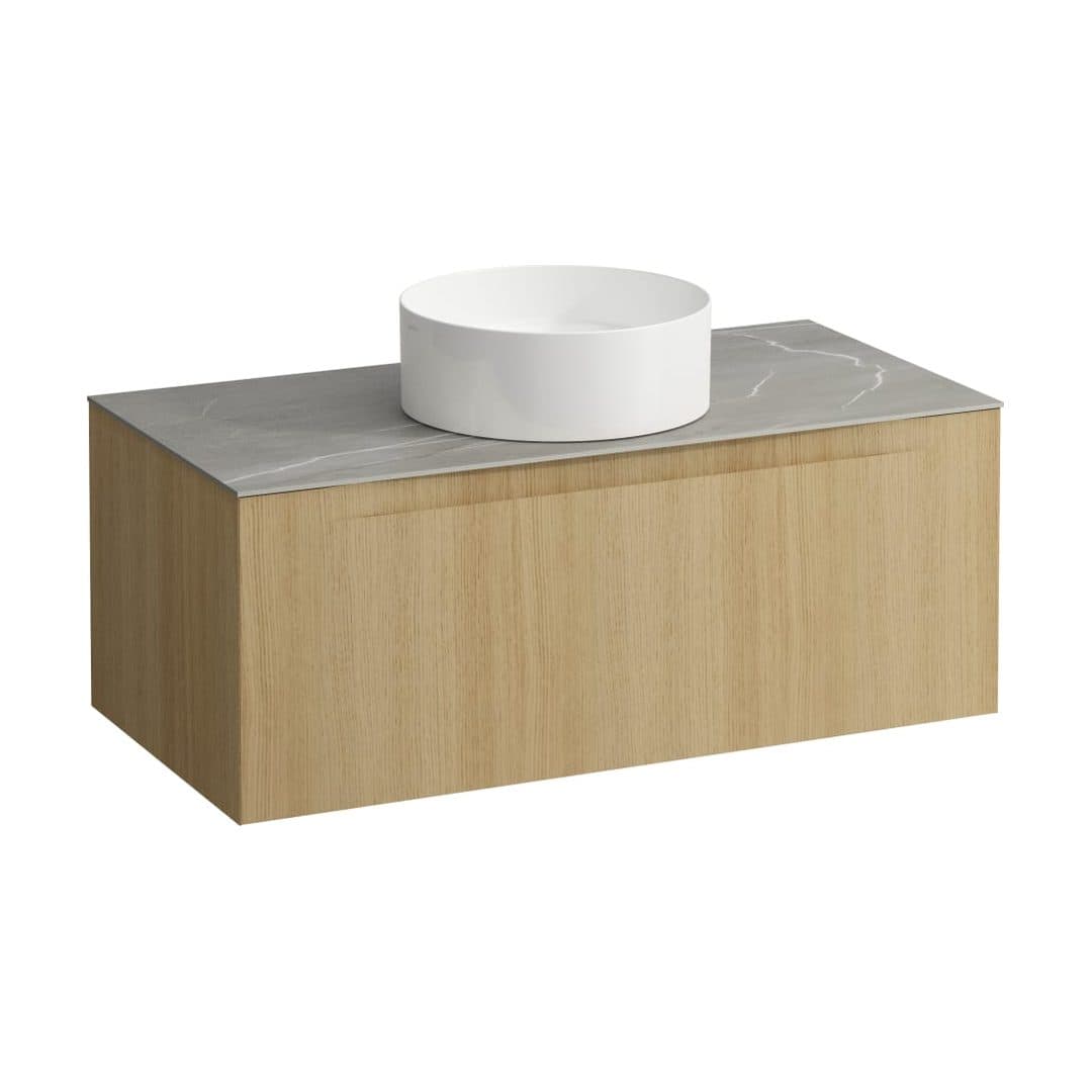 Laufen ARUN – Έπιπλο Νιπτήρα – 1005 mm, 1 συρτάρι, πάγκος Piasentina Grigio, κεντρικό άνοιγμα – Light oak (H4161111512501)