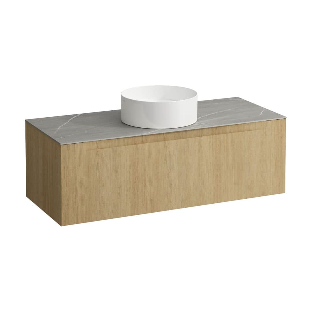 Laufen ARUN – Έπιπλο Νιπτήρα – 1205 mm, 1 συρτάρι, πάγκος Piasentina Grigio, κεντρικό άνοιγμα – Light oak (H4161211512501)