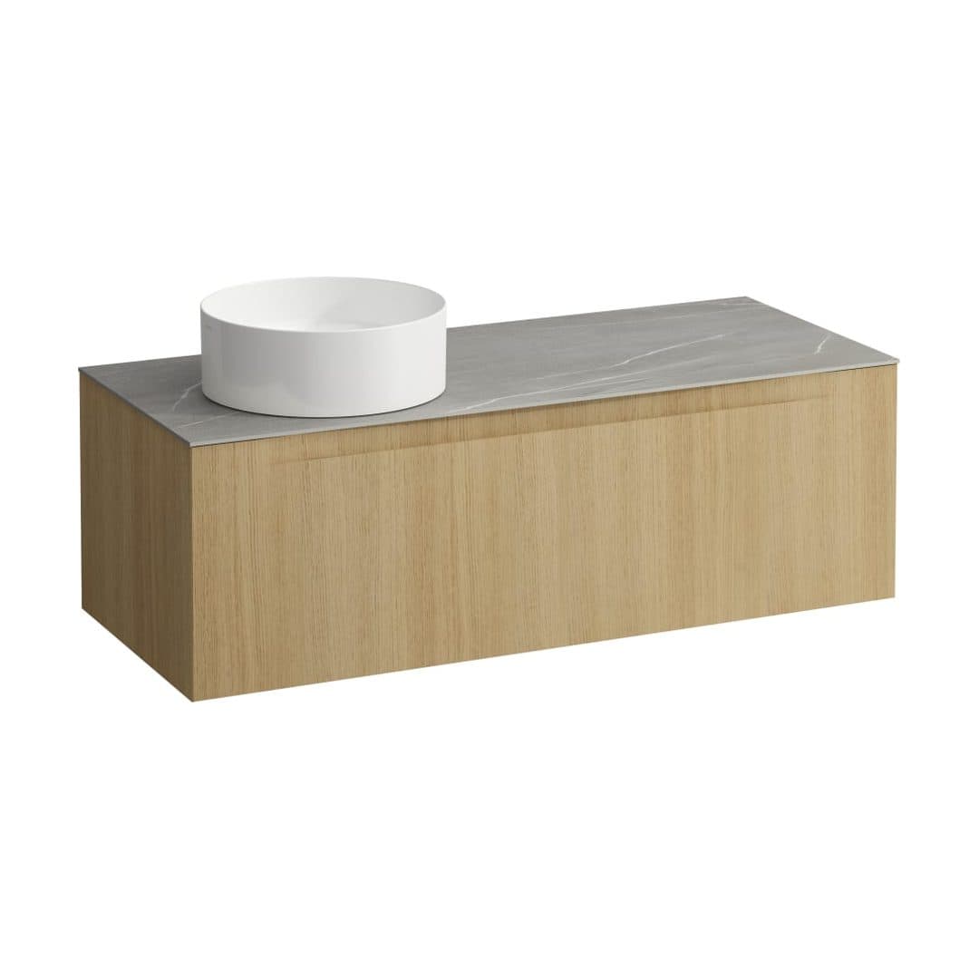 Laufen ARUN – Έπιπλο Νιπτήρα – 1205 mm, 1 συρτάρι, πάγκος Piasentina Grigio, άνοιγμα αριστερά – Light oak (H4161221512501)