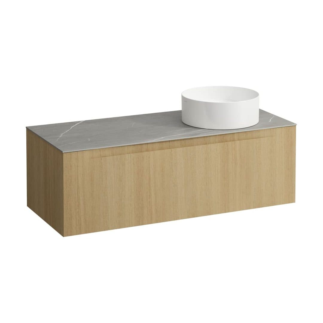 Laufen ARUN – Έπιπλο Νιπτήρα – 1205 mm, 1 συρτάρι, πάγκος Piasentina Grigio, άνοιγμα δεξιά – Light oak (H4161231512501)