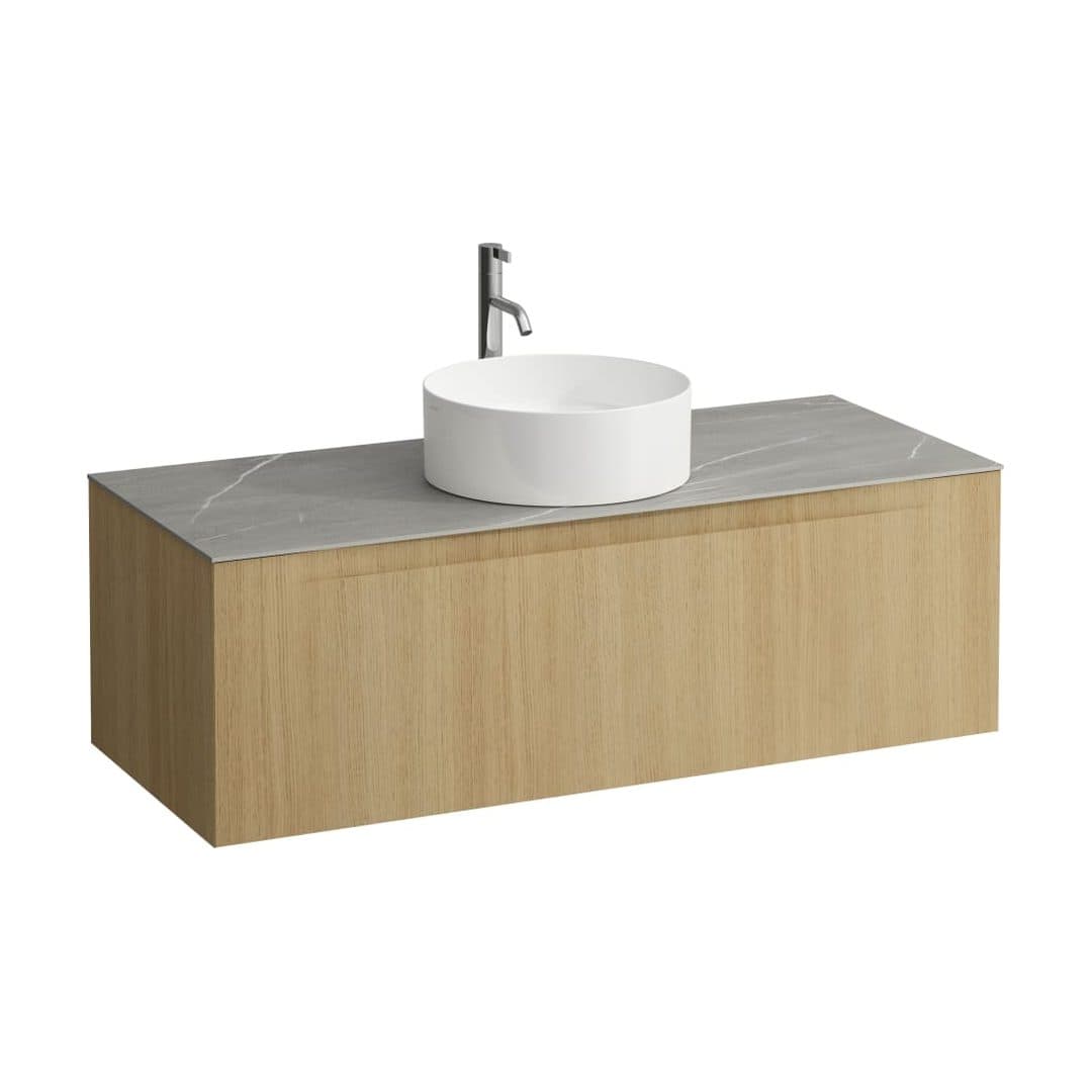 Laufen ARUN – Έπιπλο Νιπτήρα – 1205 mm, 1 συρτάρι, πάγκος Piasentina Grigio, κεντρικό άνοιγμα, με οπή μπαταρίας – Light oak (H4161251512501)
