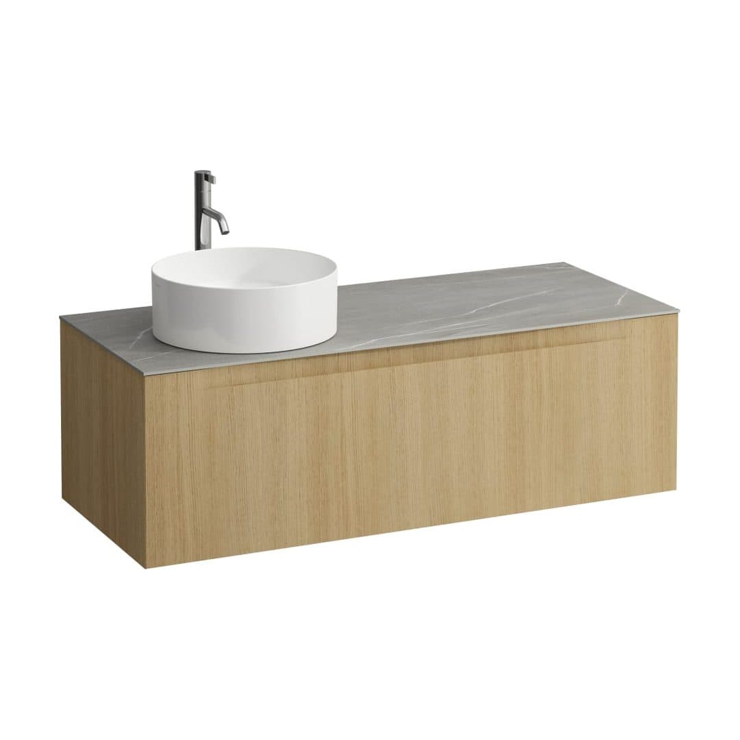 Laufen ARUN – Έπιπλο Νιπτήρα – 1205 mm, 1 συρτάρι, πάγκος Piasentina Grigio, άνοιγμα αριστερά, με οπή μπαταρίας – Light oak (H4161261512501)