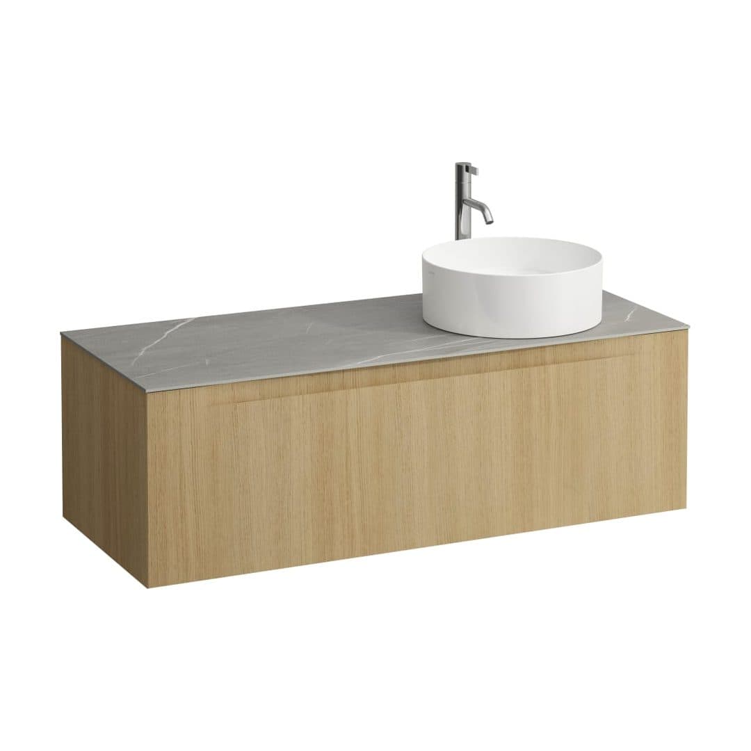 Laufen ARUN – Έπιπλο Νιπτήρα – 1205 mm, 1 συρτάρι, πάγκος Piasentina Grigio, άνοιγμα δεξιά, με οπή μπαταρίας – Light oak (H4161271512501)