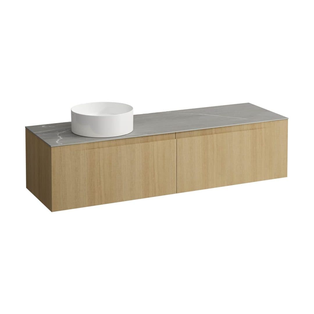 Laufen ARUN – Έπιπλο Νιπτήρα – 1605 mm, 2 συρτάρια, πάγκος Piasentina Grigio, άνοιγμα αριστερά – Light oak (H4161421512501)