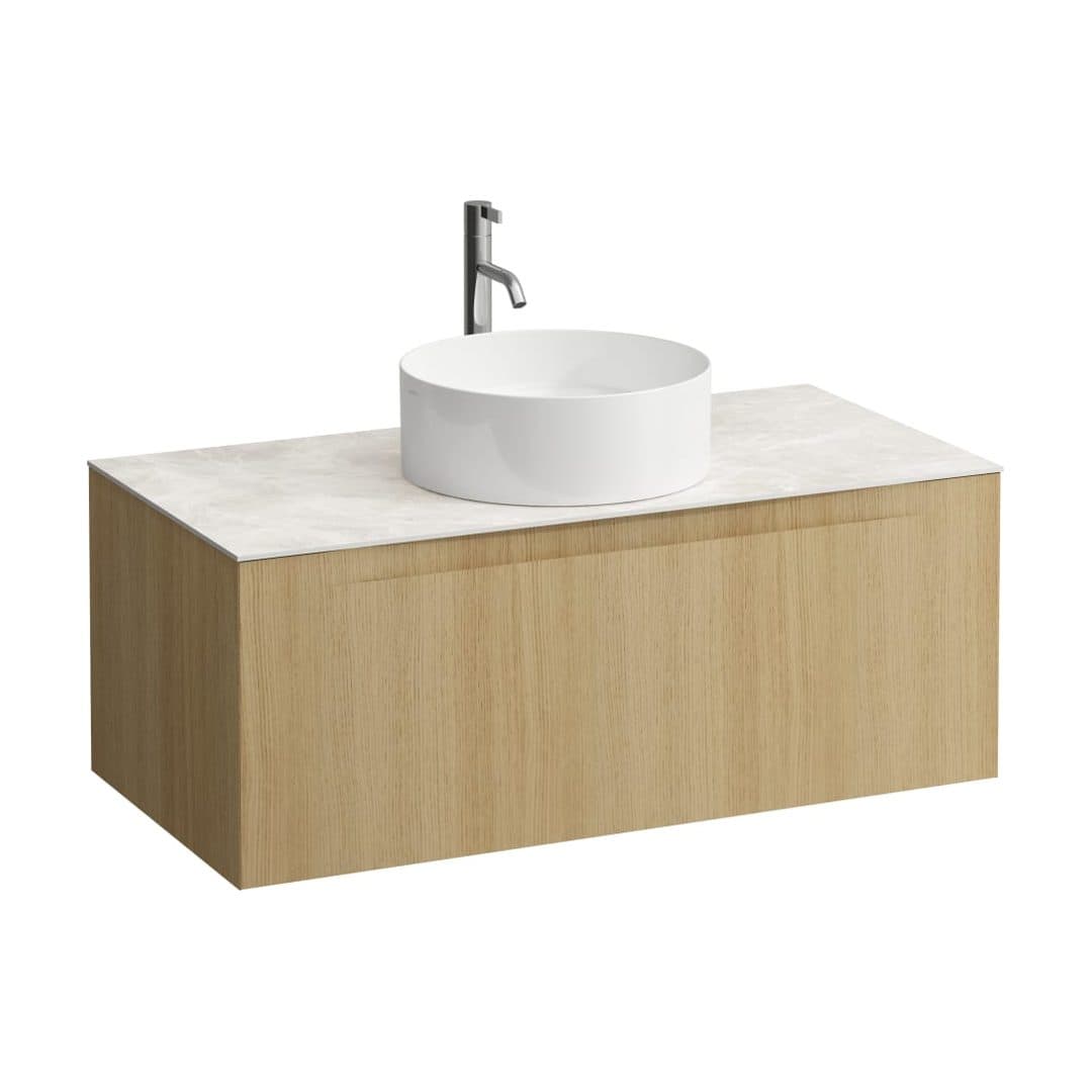 Laufen ARUN – Έπιπλο Νιπτήρα – 1005 mm, 1 συρτάρι, πάγκος Botticino Crema, κεντρικό άνοιγμα, με οπή μπαταρίας – Light oak (H4171151512501)