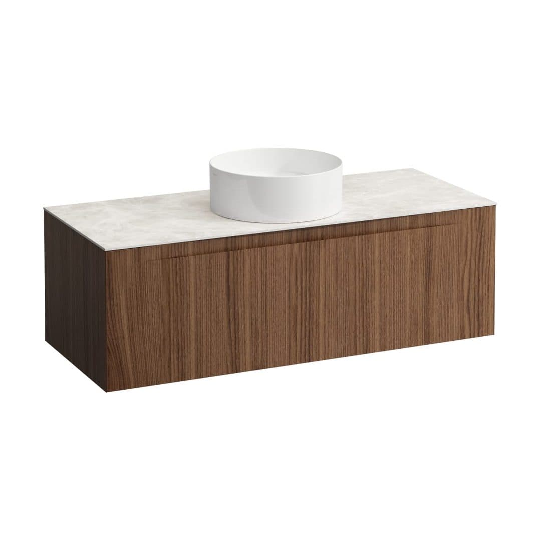Laufen ARUN – Έπιπλο Νιπτήρα – 1205 mm, 1 συρτάρι, πάγκος Botticino Crema, κεντρικό άνοιγμα – Noce canaletto - Real wood veneer (H4171211516301)