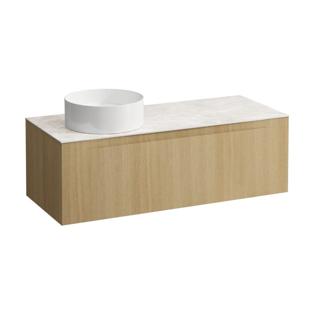Laufen ARUN – Έπιπλο Νιπτήρα – 1205 mm, 1 συρτάρι, πάγκος Botticino Crema, άνοιγμα αριστερά – Light oak (H4171221512501)