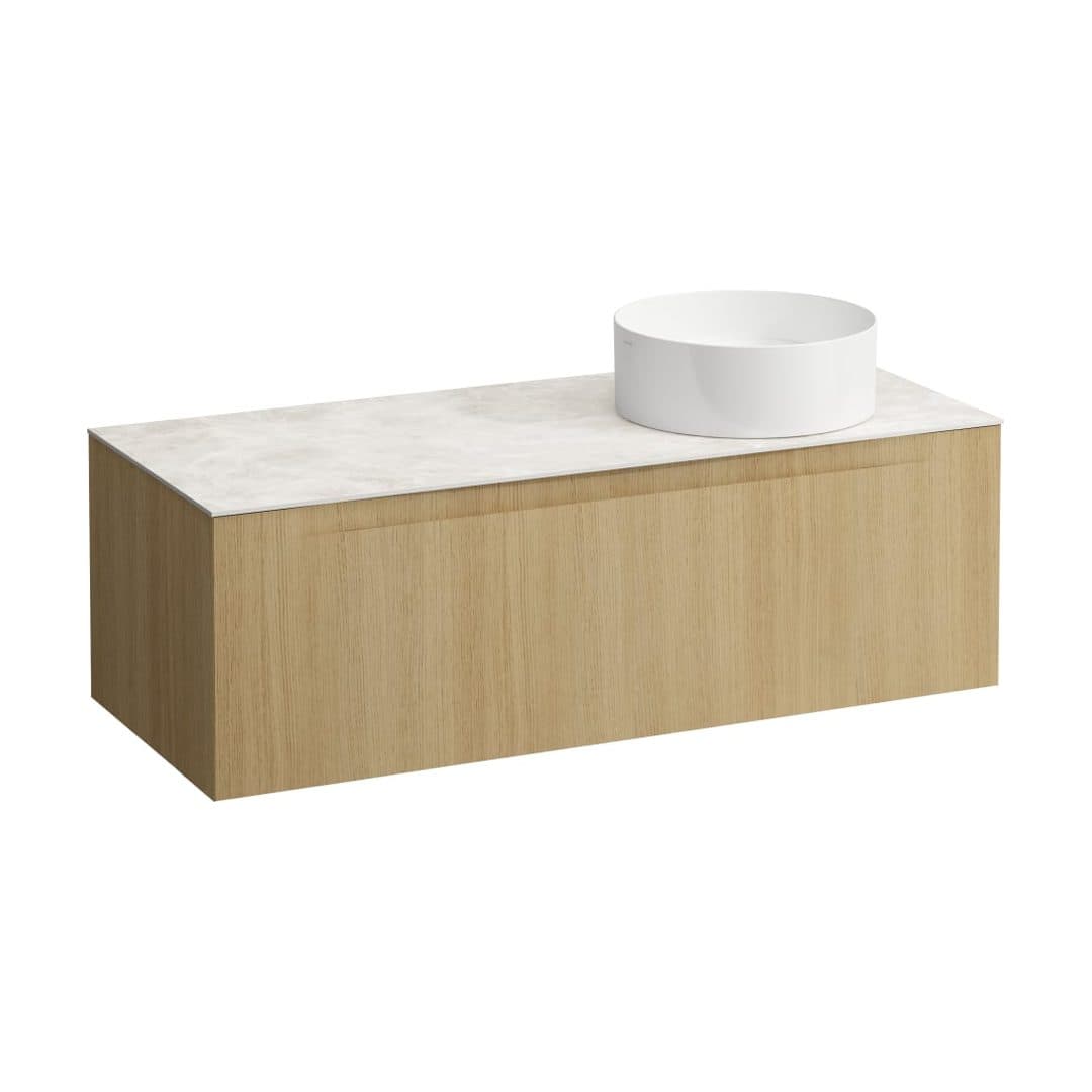 Laufen ARUN – Έπιπλο Νιπτήρα – 1205 mm, 1 συρτάρι, πάγκος Botticino Crema, άνοιγμα δεξιά – Light oak (H4171231512501)