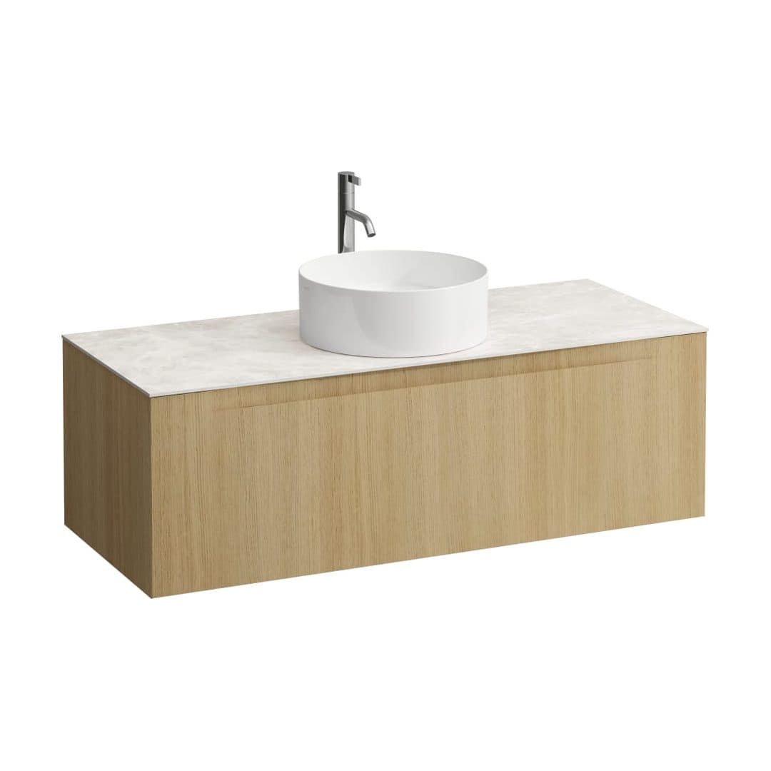 Laufen ARUN – Έπιπλο Νιπτήρα – 1205 mm, 1 συρτάρι, πάγκος Botticino Crema, κεντρικό άνοιγμα, με οπή μπαταρίας – Light oak (H4171251512501)