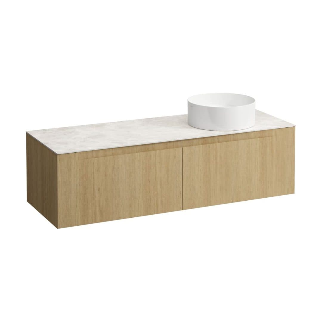 Laufen ARUN – Έπιπλο Νιπτήρα – 1405 mm, 2 συρτάρια, πάγκος Botticino Crema, άνοιγμα δεξιά – Light oak (H4171331512501)