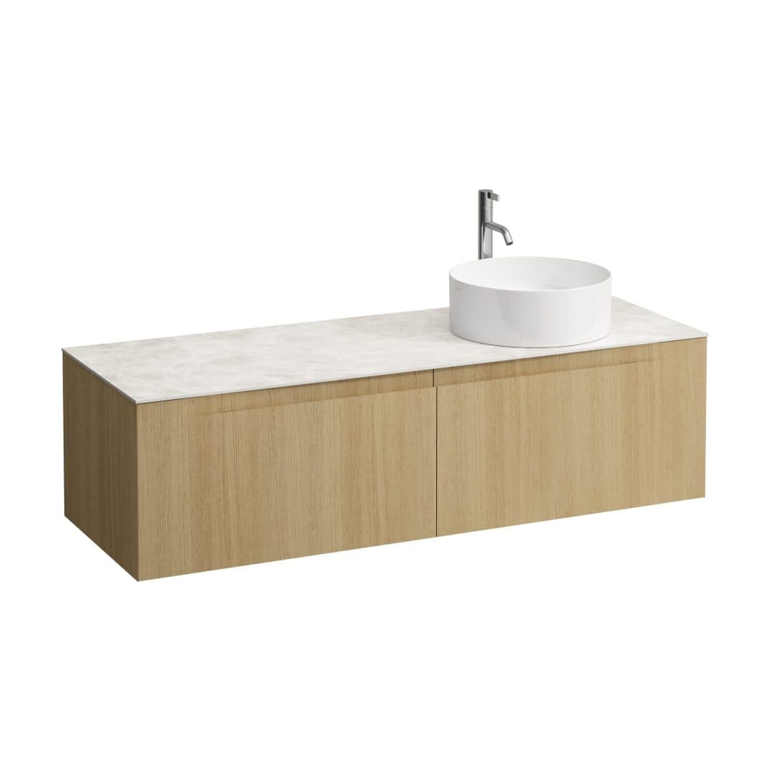 Laufen ARUN – Έπιπλο Νιπτήρα – 1405 mm, 2 συρτάρια, πάγκος Botticino Crema, άνοιγμα δεξιά, με οπή μπαταρίας – Light oak (H4171371512501)