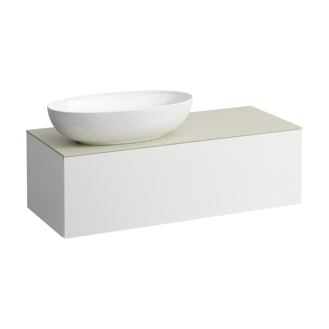 Laufen ILBAGNOALESSI – Έπιπλο Νιπτήρα – 1200 mm, 1 συρτάρι, πάγκος Calce Avorio, άνοιγμα αριστερά, με οπή μπαταρίας – White Matt (H4313100972601)