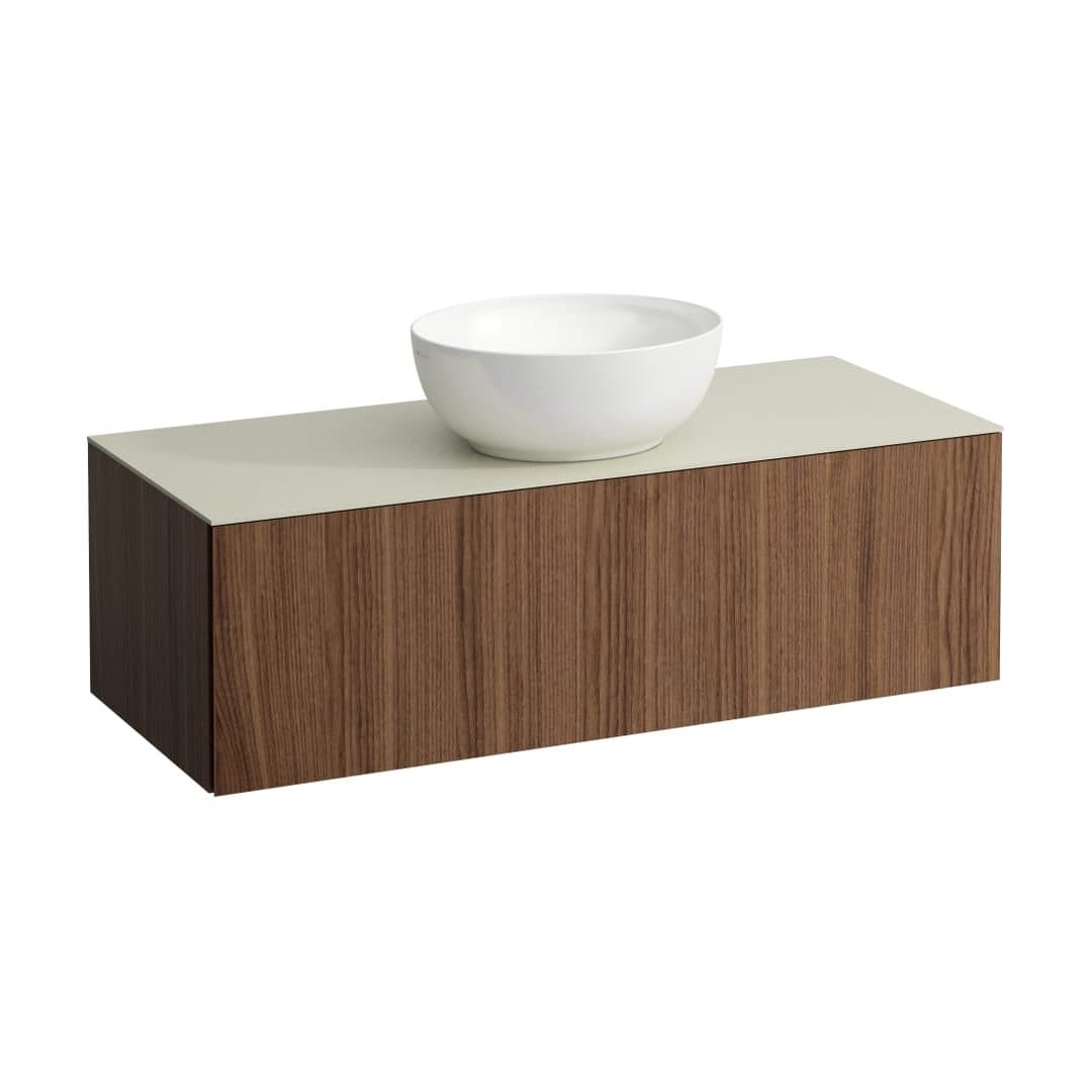 Laufen ILBAGNOALESSI – Έπιπλο Νιπτήρα – 1200 mm, 1 συρτάρι, πάγκος Calce Avorio, κεντρικό άνοιγμα – Noce canaletto - Real wood veneer (H4313110976301)