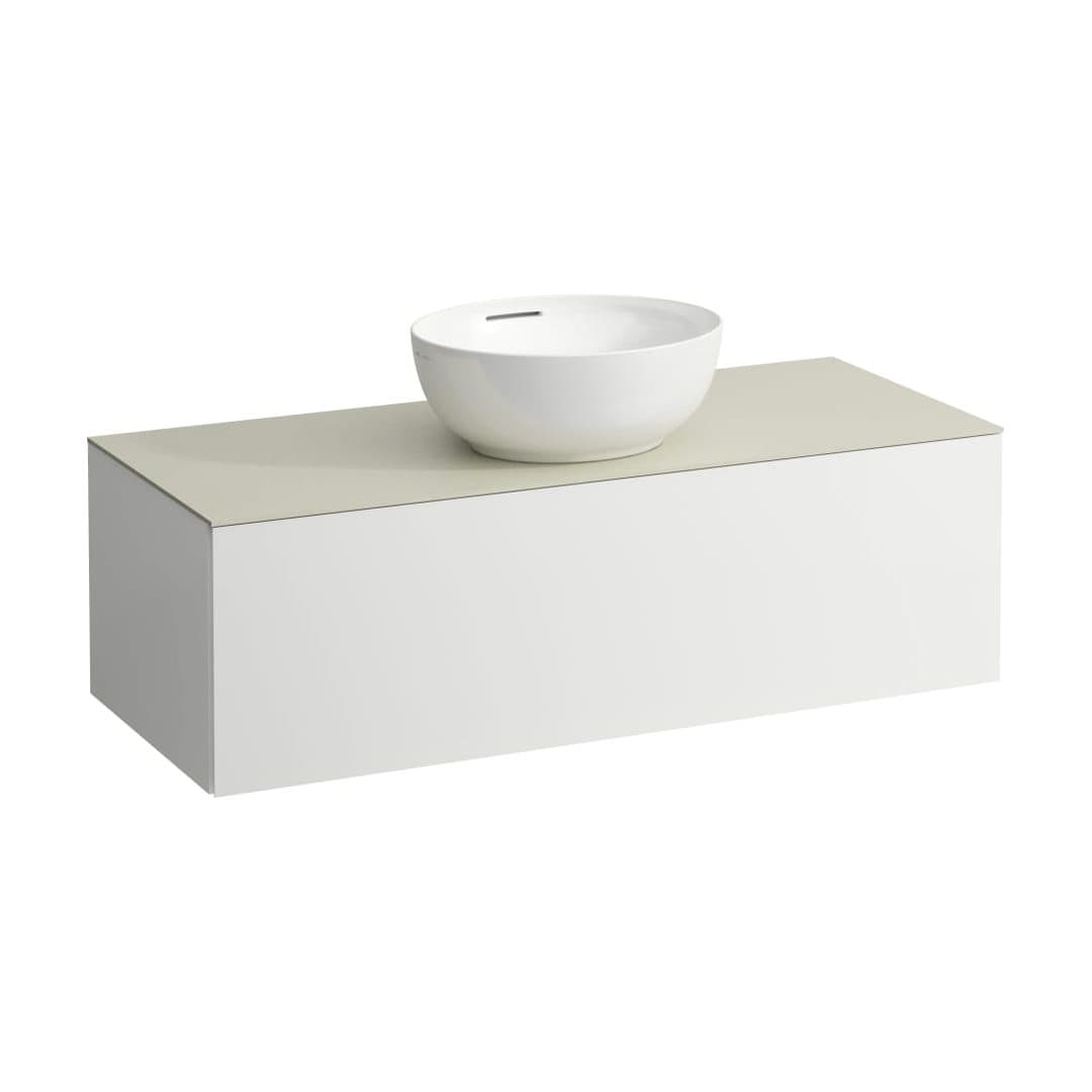 Laufen ILBAGNOALESSI – Έπιπλο Νιπτήρα – 1200 mm, 1 συρτάρι, πάγκος Calce Avorio, κεντρικό άνοιγμα, με οπή μπαταρίας – White Matt (H4313150972601)