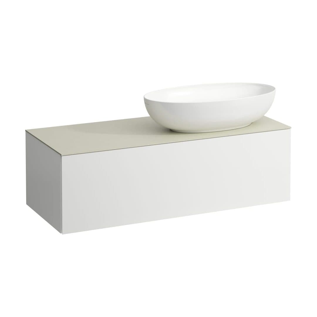 Laufen ILBAGNOALESSI – Έπιπλο Νιπτήρα – 1200 mm, 1 συρτάρι, πάγκος Calce Avorio, άνοιγμα δεξιά, με οπή μπαταρίας – White Matt (H4313190972601)