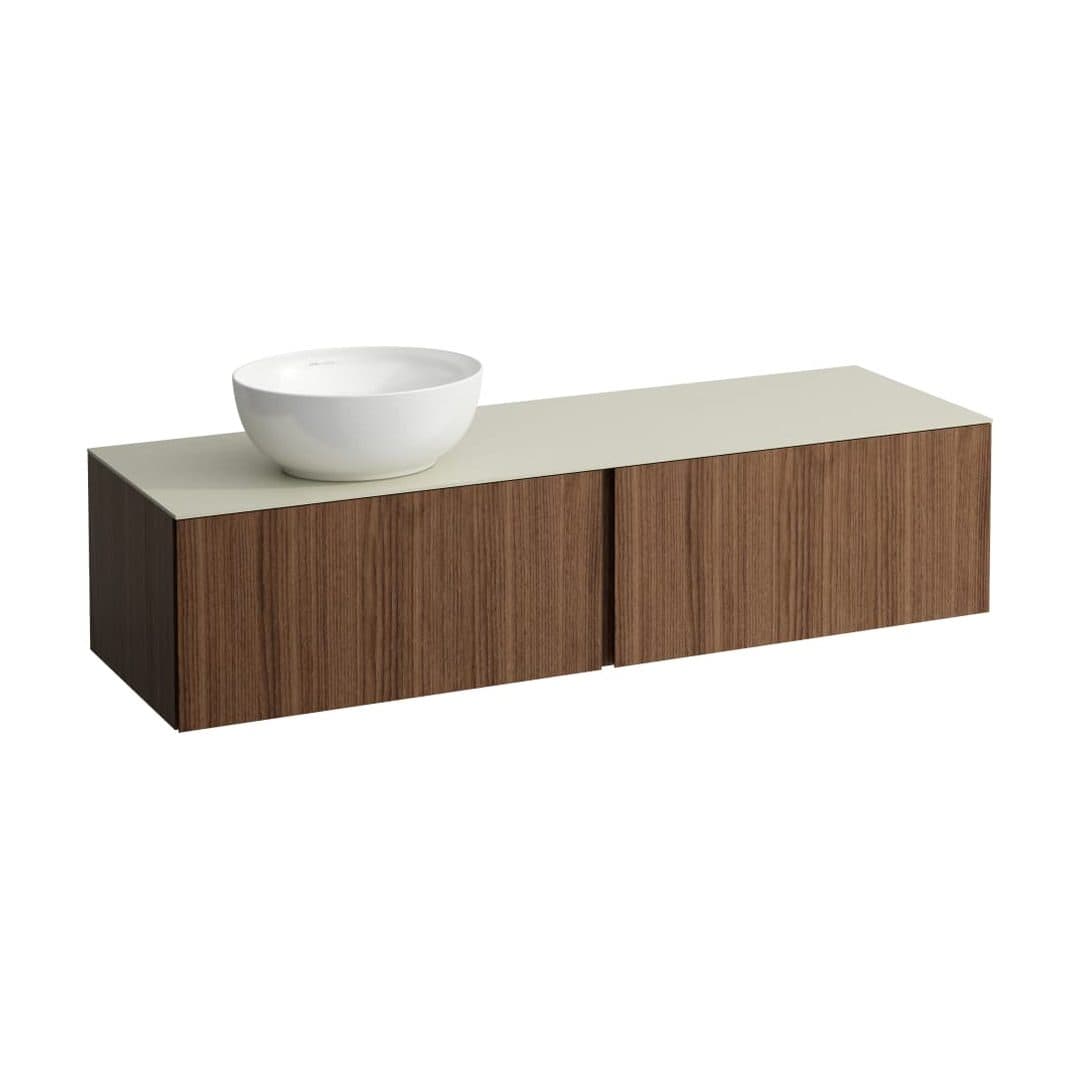 Laufen ILBAGNOALESSI – Έπιπλο Νιπτήρα – 1600 mm, 2 συρτάρια, πάγκος Calce Avorio, άνοιγμα αριστερά – Noce canaletto - Real wood veneer (H4313520976301)