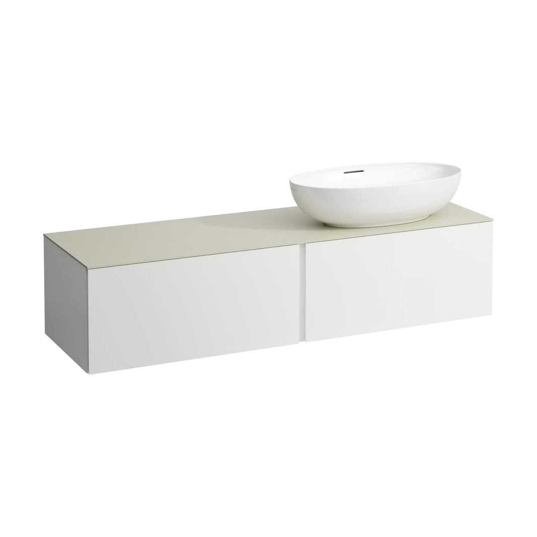 Laufen ILBAGNOALESSI – Έπιπλο Νιπτήρα – 1600 mm, 2 συρτάρια, πάγκος Calce Avorio, άνοιγμα δεξιά, με οπή μπαταρίας – White Matt (H4313560972601)