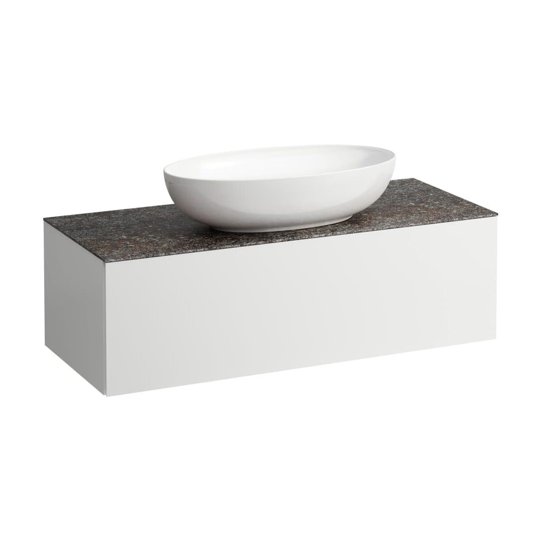 Laufen ILBAGNOALESSI – Έπιπλο Νιπτήρα – 1200 mm, 1 συρτάρι, πάγκος Marrone Naturale, κεντρικό άνοιγμα – White Matt (H4323110972601)