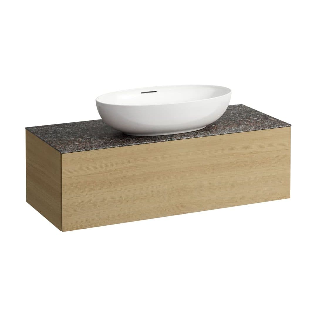 Laufen ILBAGNOALESSI – Έπιπλο Νιπτήρα – 1200 mm, 1 συρτάρι, πάγκος Marrone Naturale, κεντρικό άνοιγμα, με οπή μπαταρίας – Light oak (H4323150972501)