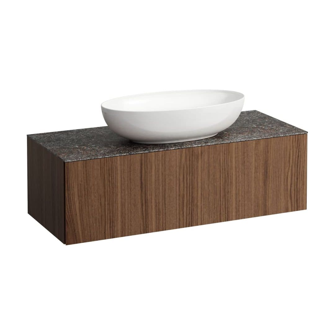 Laufen ILBAGNOALESSI – Έπιπλο Νιπτήρα – 1200 mm, 1 συρτάρι, πάγκος Marrone Naturale, κεντρικό άνοιγμα, με οπή μπαταρίας – Noce canaletto - Real wood veneer (H4323150976301)