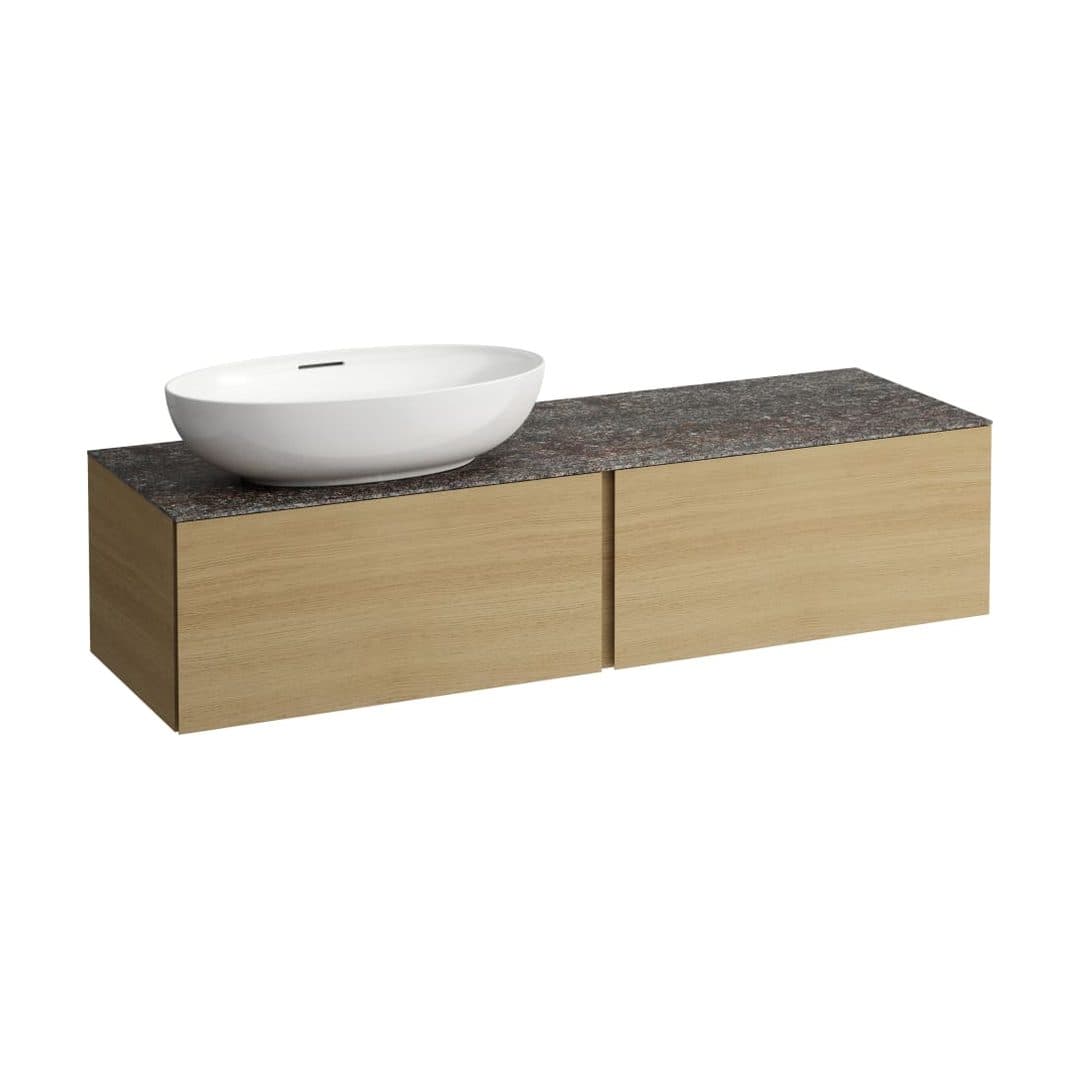 Laufen ILBAGNOALESSI – Έπιπλο Νιπτήρα – 1600 mm, 2 συρτάρια, πάγκος Marrone Naturale, άνοιγμα αριστερά – Light oak (H4323520972501)