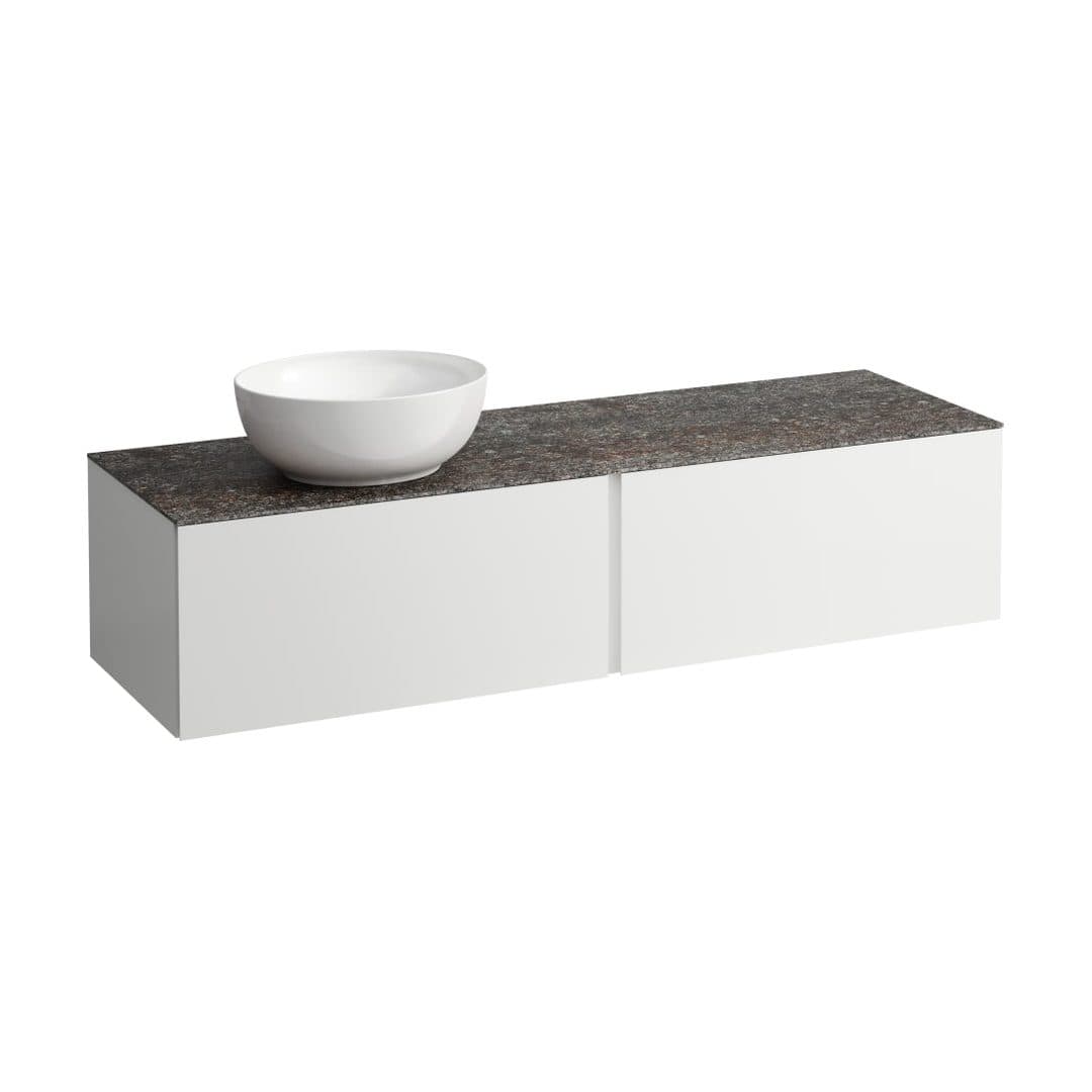 Laufen ILBAGNOALESSI – Έπιπλο Νιπτήρα – 1600 mm, 2 συρτάρια, πάγκος Marrone Naturale, άνοιγμα αριστερά – White Matt (H4323520972601)