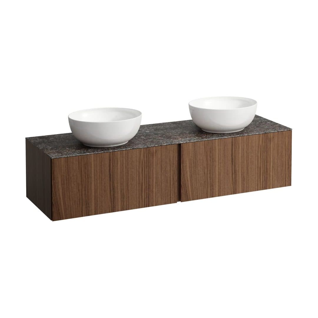 Laufen ILBAGNOALESSI – Έπιπλο Νιπτήρα – 1600 mm, 2 συρτάρια, πάγκος Marrone Naturale, ανοίγματα αριστερά & δεξιά – Noce canaletto - Real wood veneer (H4323540976301)