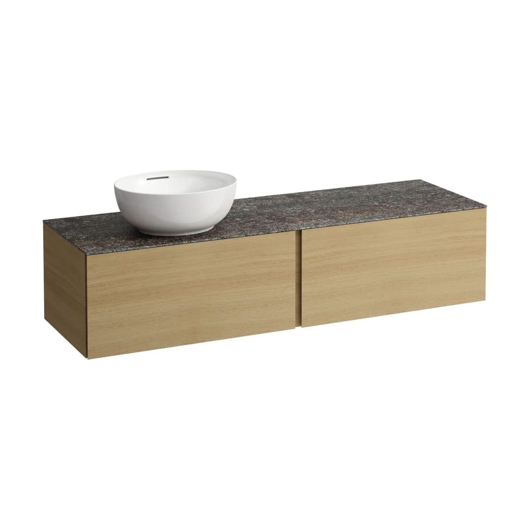 Laufen ILBAGNOALESSI – Έπιπλο Νιπτήρα – 1600 mm, 2 συρτάρια, πάγκος Marrone Naturale, άνοιγμα αριστερά, με οπή μπαταρίας – Light oak (H4323550972501)