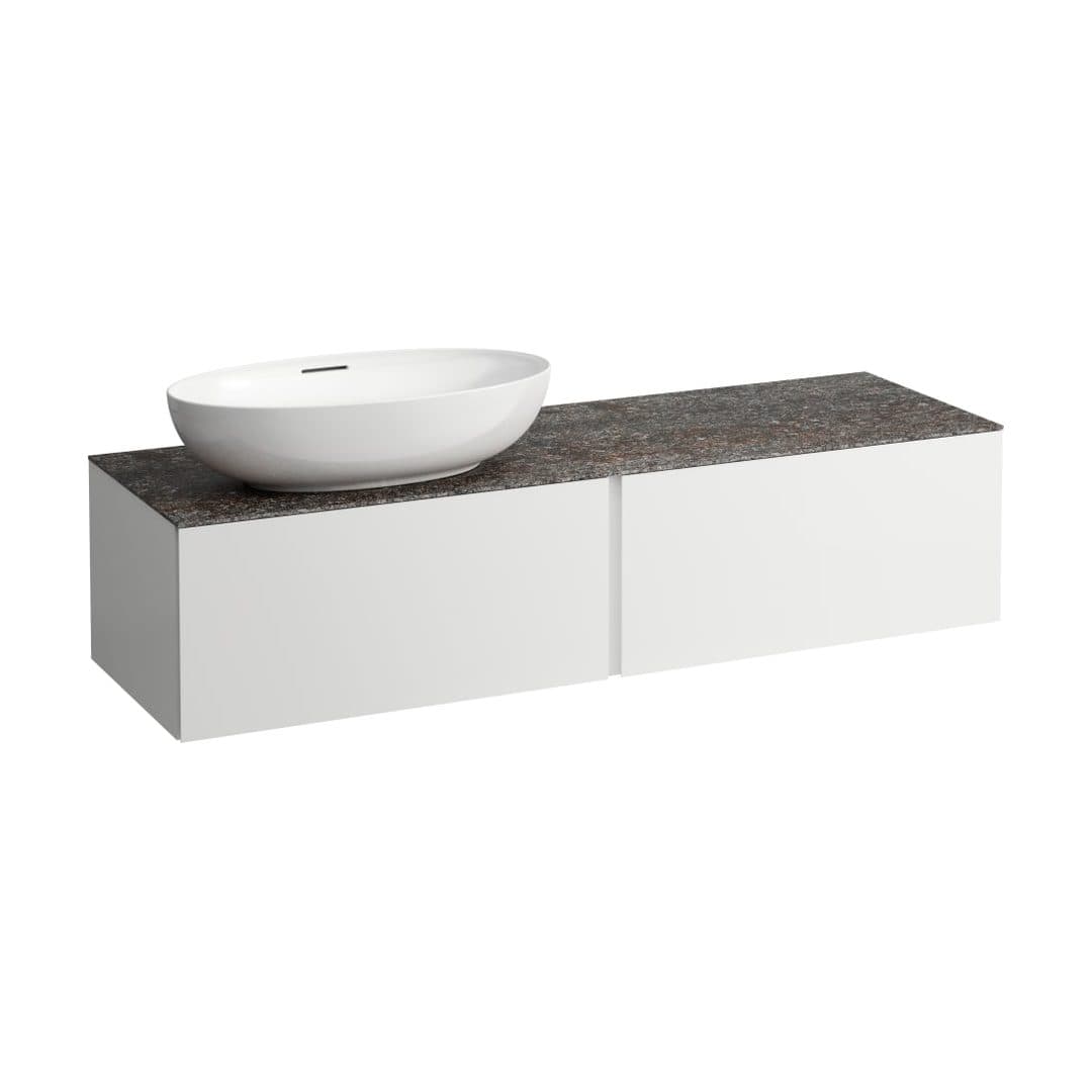 Laufen ILBAGNOALESSI – Έπιπλο Νιπτήρα – 1600 mm, 2 συρτάρια, πάγκος Marrone Naturale, άνοιγμα αριστερά, με οπή μπαταρίας – White Matt (H4323550972601)