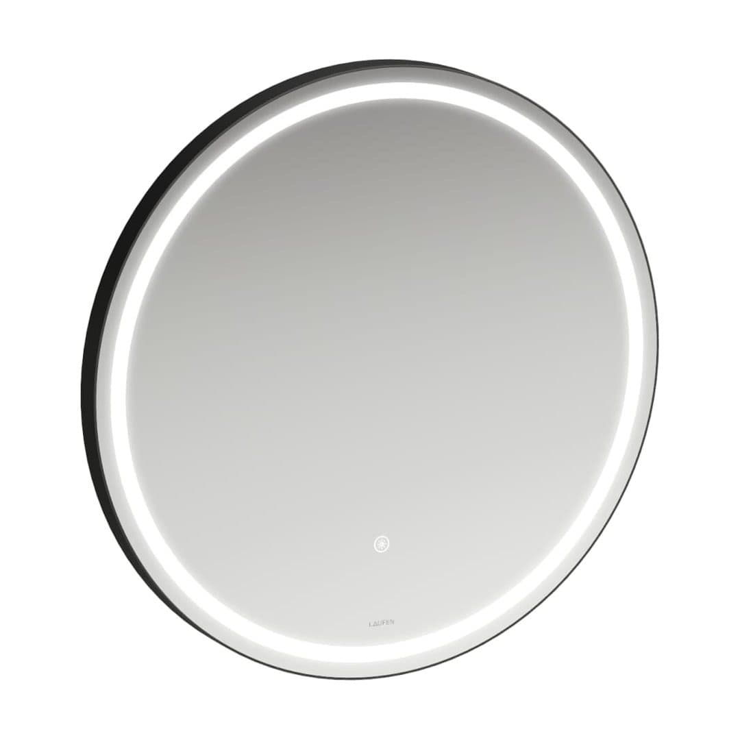 Laufen BASE 2.0 – Καθρέπτης Μπάνιου – 600 mm, στρογγυλός, LED, αισθητήρας αφής, μαύρο πλαίσιο αλουμινίου – Black Matt (H4443901084501)