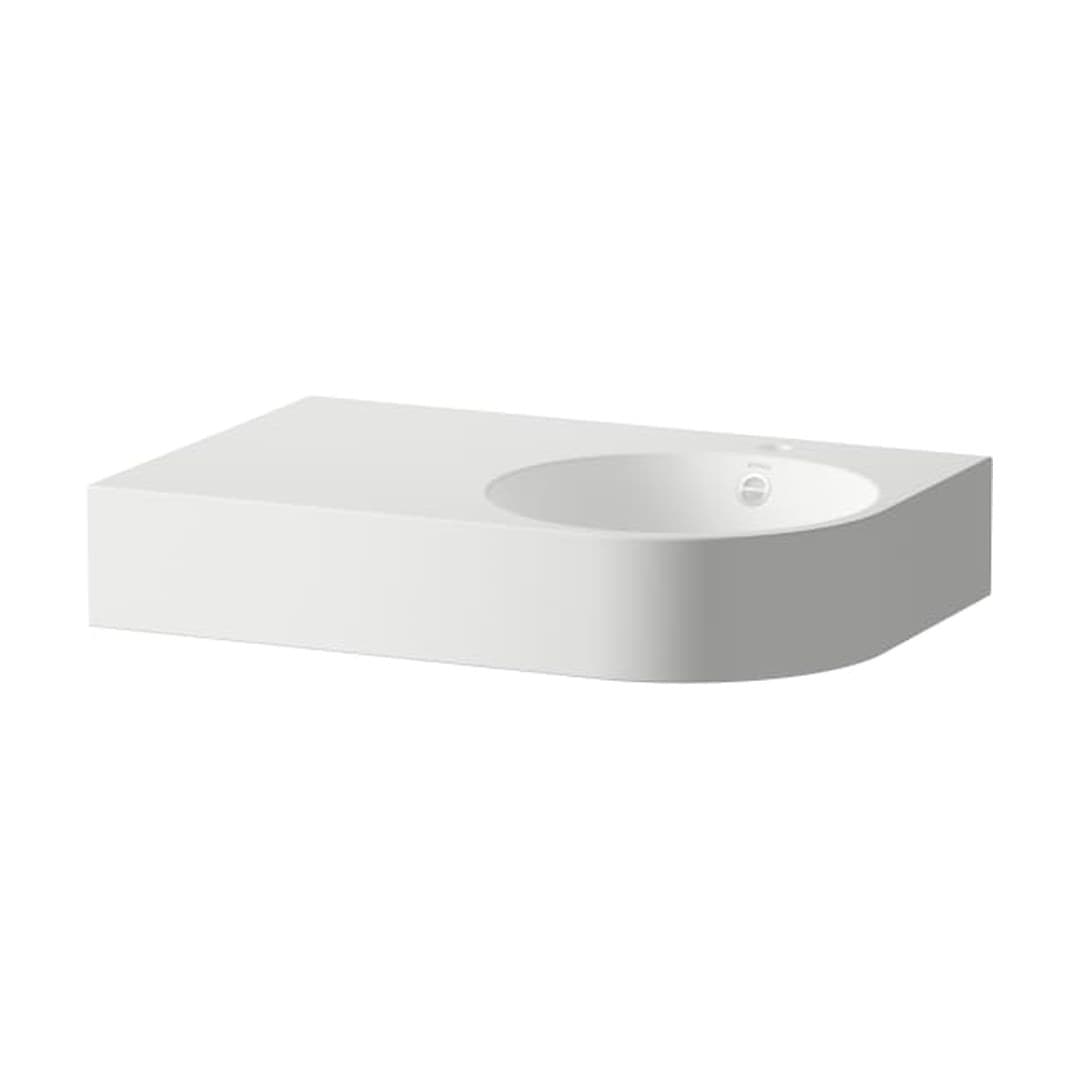Laufen FORM – Νιπτήρας Κρεμαστός – 800×525 mm, 1 οπή δεξιά, με υπερχείλιση, ράφι αριστερά – White antibacterial (H510FM33991041)