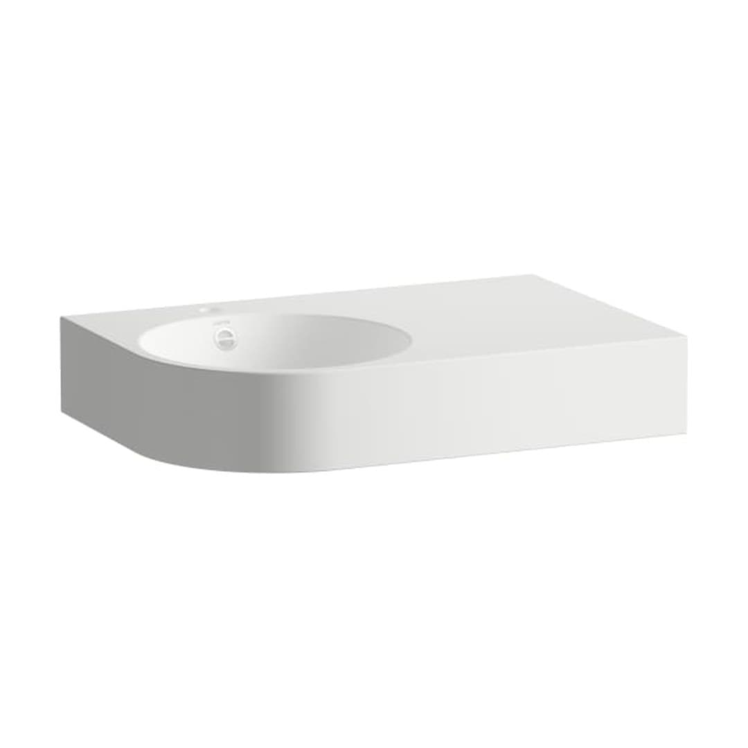 Laufen FORM – Νιπτήρας Κρεμαστός – 800×525 mm, 1 οπή αριστερά, με υπερχείλιση, ράφι δεξιά – White antibacterial (H510FM43991041)