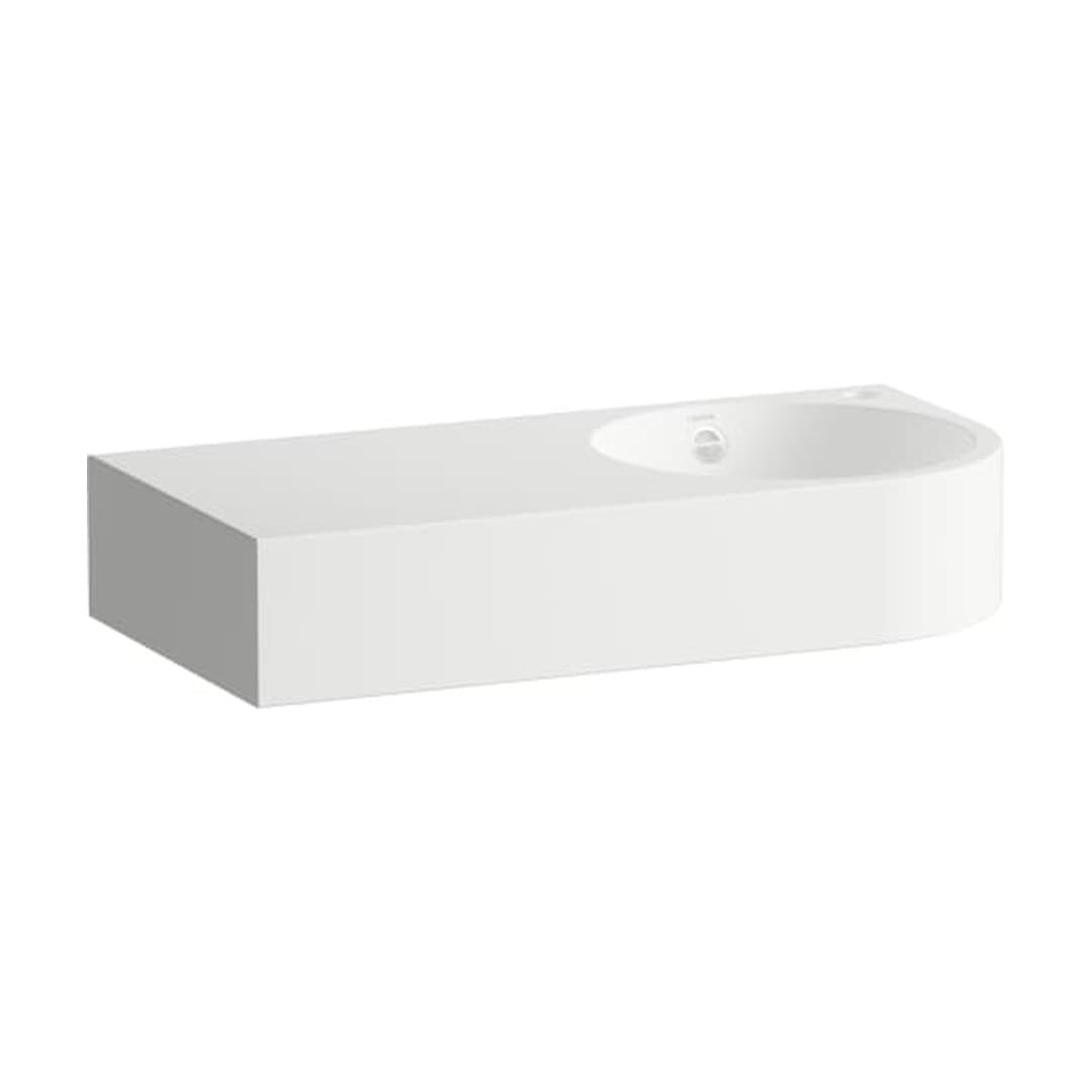 Laufen FORM – Νιπτήρας Κρεμαστός – 800×400 mm, 1 οπή δεξιά, με υπερχείλιση, ράφι αριστερά – White antibacterial (H515FM33991041)