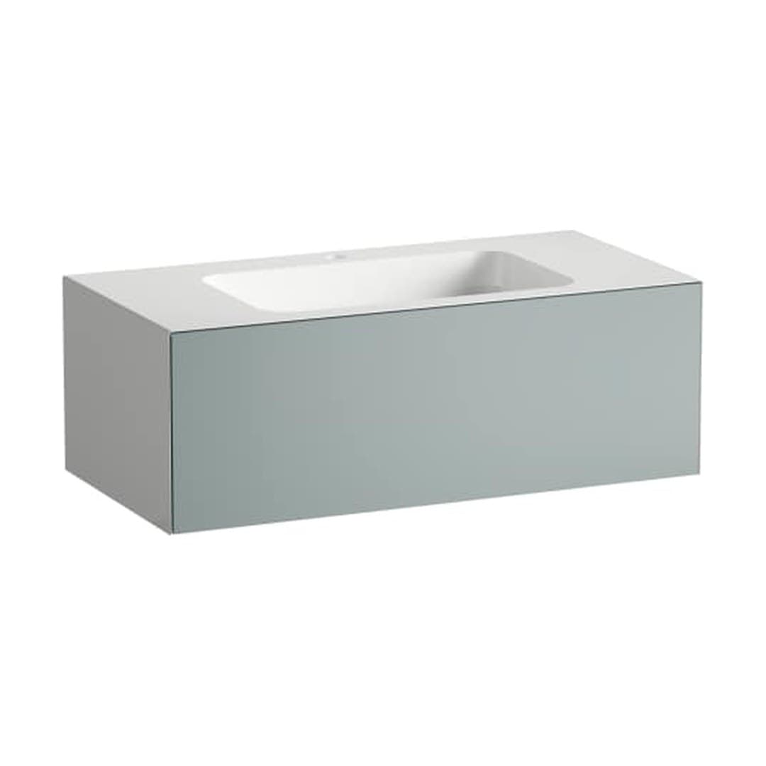 Laufen FOLIO – Νιπτήρας Κρεμαστός – 1004×500 mm, 1 οπή, ράφια αμφίπλευρα – Grey Fossil, Silk-Matt Lacquer (H580FO45211111)