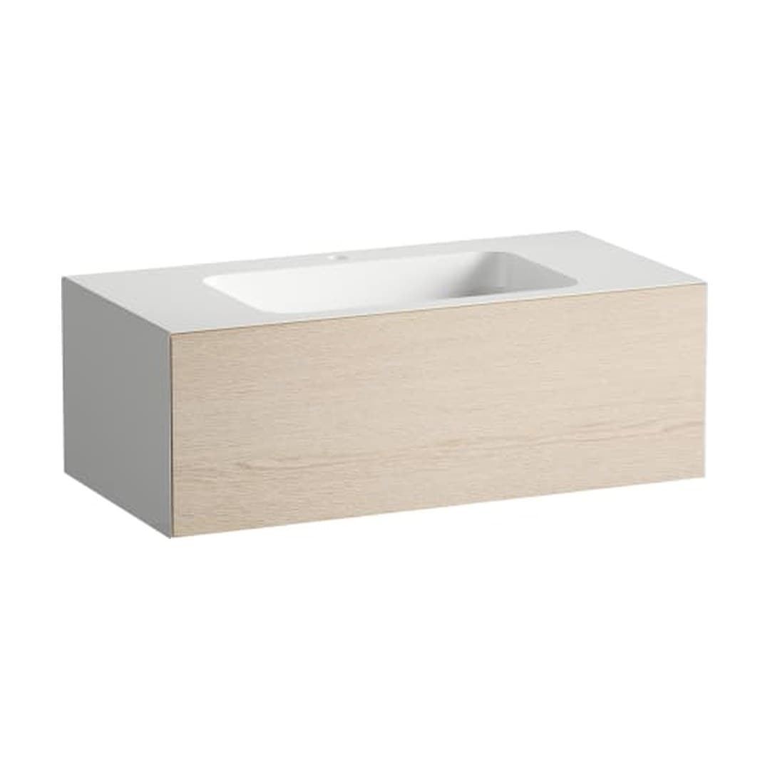 Laufen FOLIO – Νιπτήρας Κρεμαστός – 1004×500 mm, 1 οπή, ράφια αμφίπλευρα – Brushed Oak, Wood Effect Laminate (H580FO45241111)