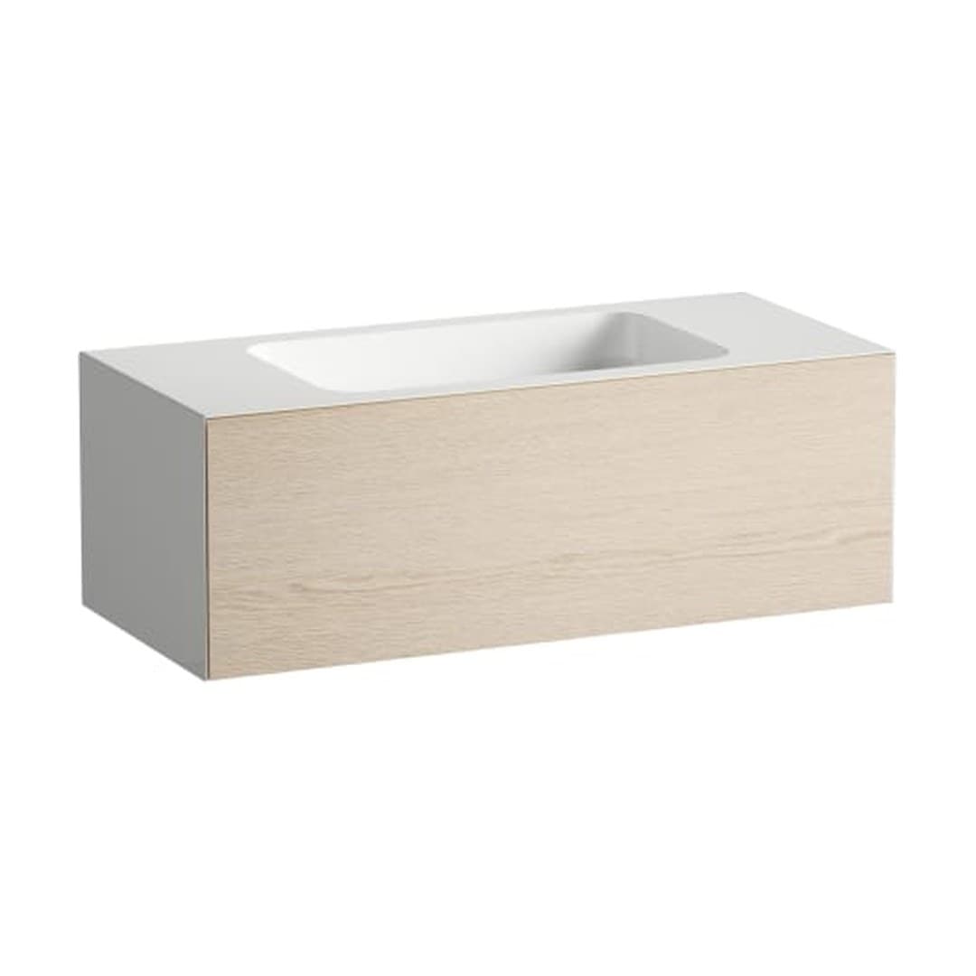 Laufen FOLIO – Νιπτήρας Κρεμαστός – 1004×450 mm, χωρίς οπή, ράφια αμφίπλευρα – Brushed Oak, Wood Effect Laminate (H580FO45241121)