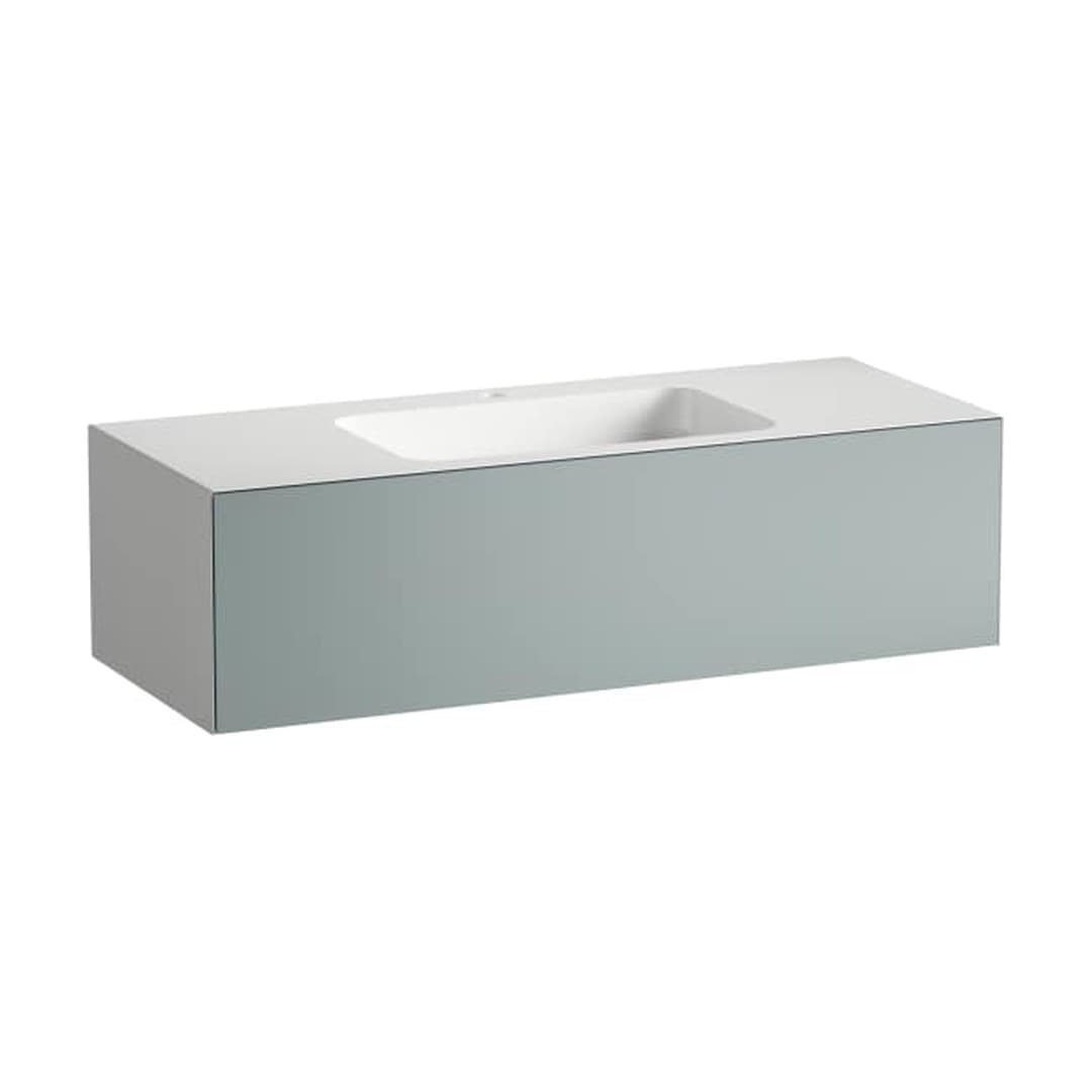 Laufen FOLIO – Νιπτήρας Κρεμαστός – 1254×500 mm, 1 οπή, ράφια αμφίπλευρα – Grey Fossil, Silk-Matt Lacquer (H580FO55211111)