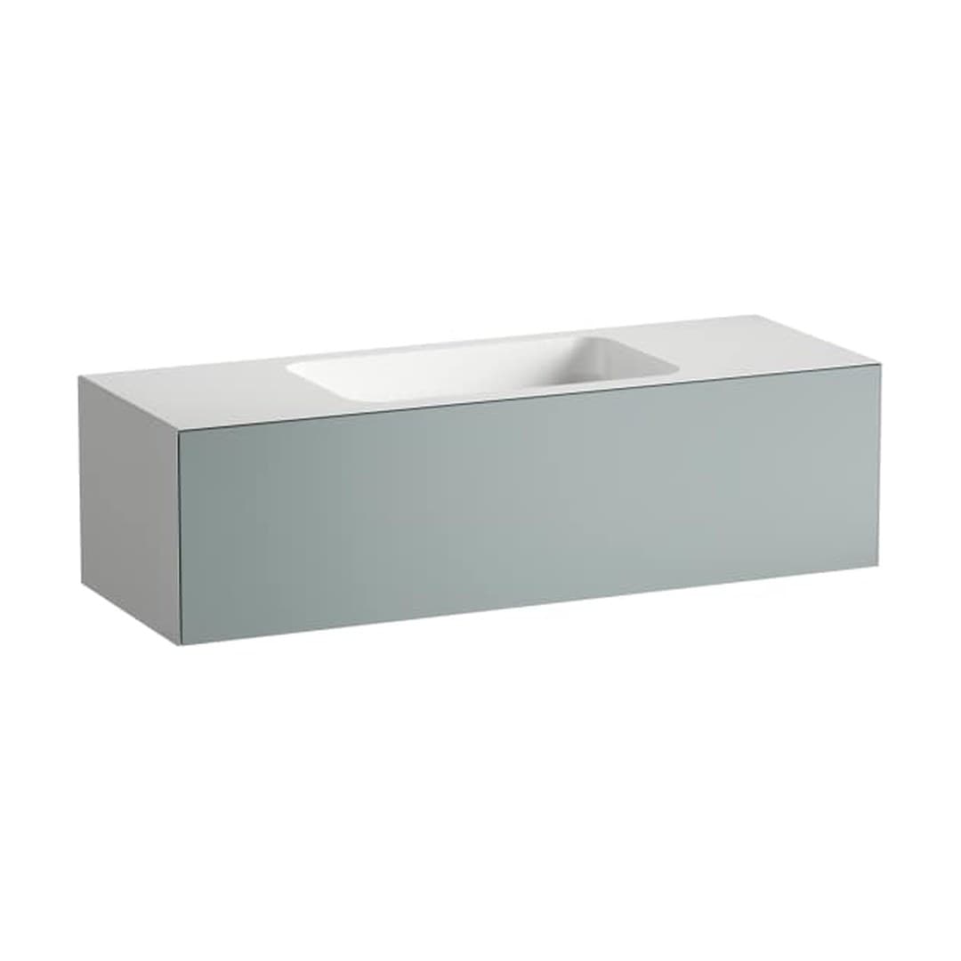 Laufen FOLIO – Νιπτήρας Κρεμαστός – 1254×450 mm, χωρίς οπή, ράφια αμφίπλευρα – Grey Fossil, Silk-Matt Lacquer (H580FO55211121)