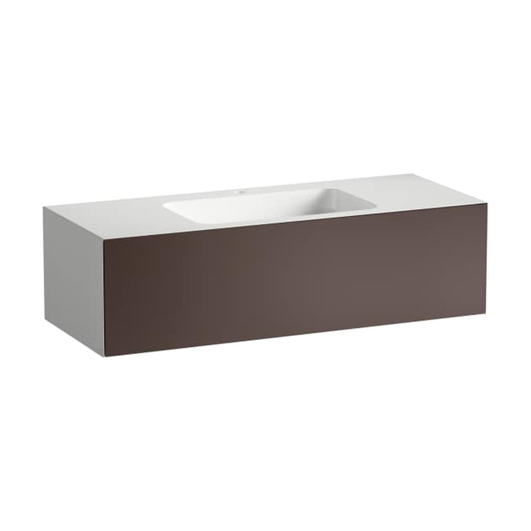Laufen FOLIO – Νιπτήρας Κρεμαστός – 1254×500 mm, 1 οπή, ράφια αμφίπλευρα – Shadow Earth, Silk-Matt Lacquer (H580FO55231111)